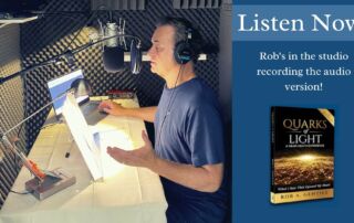 Rob in his recording room making his audiobook for Quarks of Light