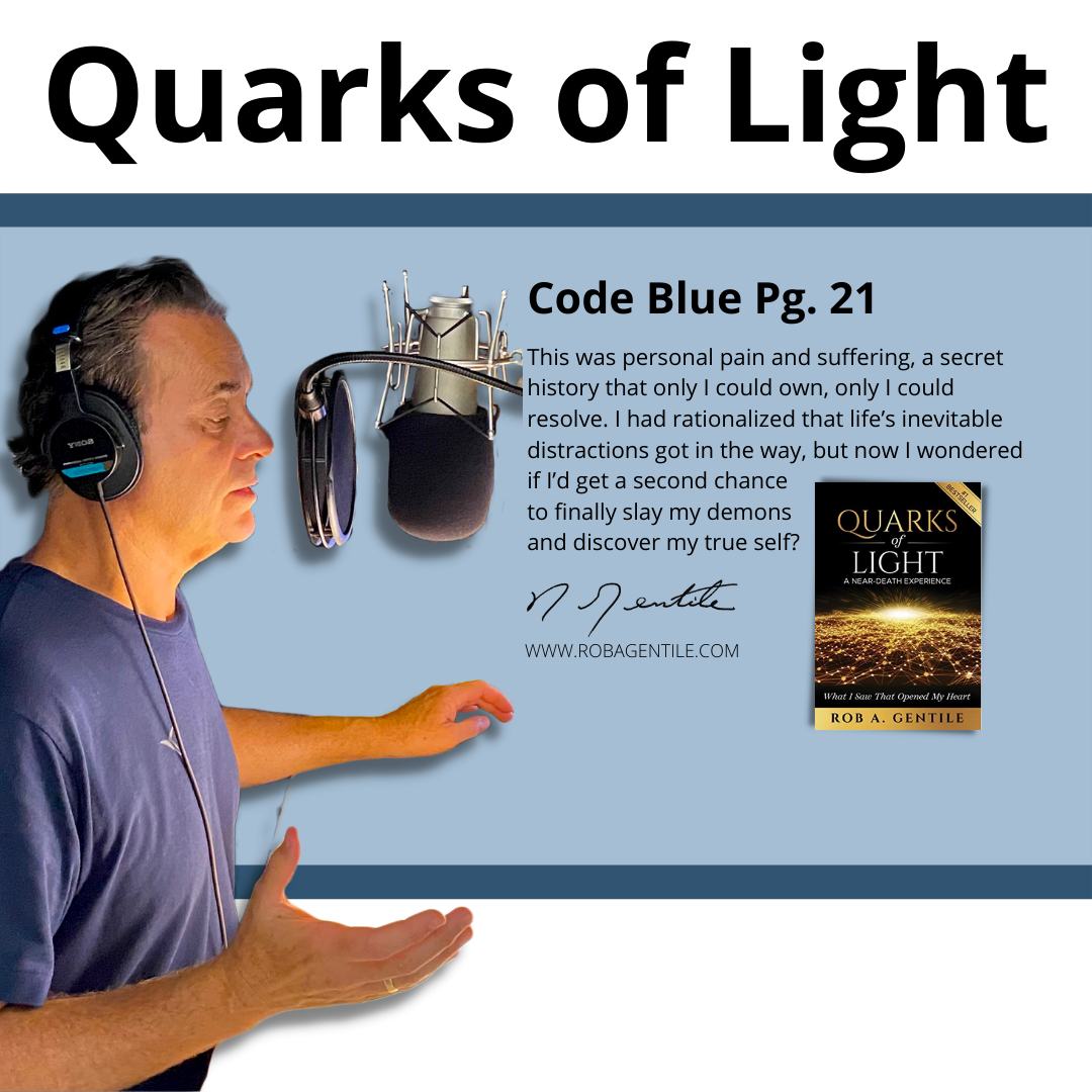 Snapshot of Rob's audiobook video for the chapter of Code blue pg. 21