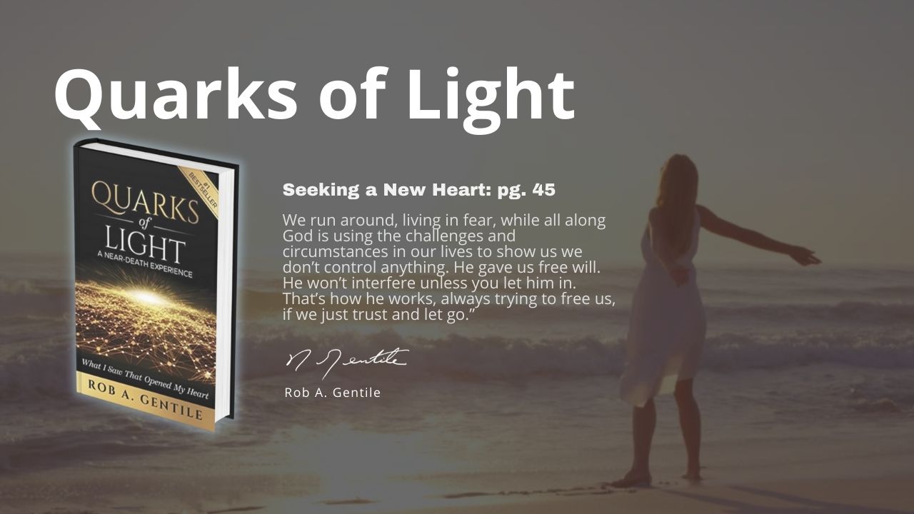 Thumbnail of Quarks of Light Audiobook Excerpt- Seeking a New Heart pg. 45 with a woman dancing by the beachside during a sunset