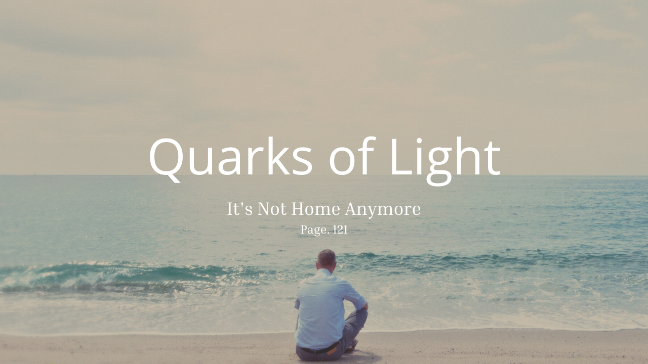 A quarks of light excerpt video thumbnail with a background of a the beach and a man sitting on the shore